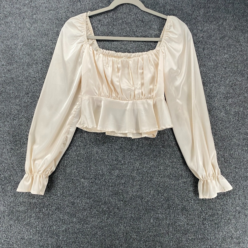 idem‎ ditto Top Womens S Ivory Square Neck Cropped Fairy Cottagecore Whimsical